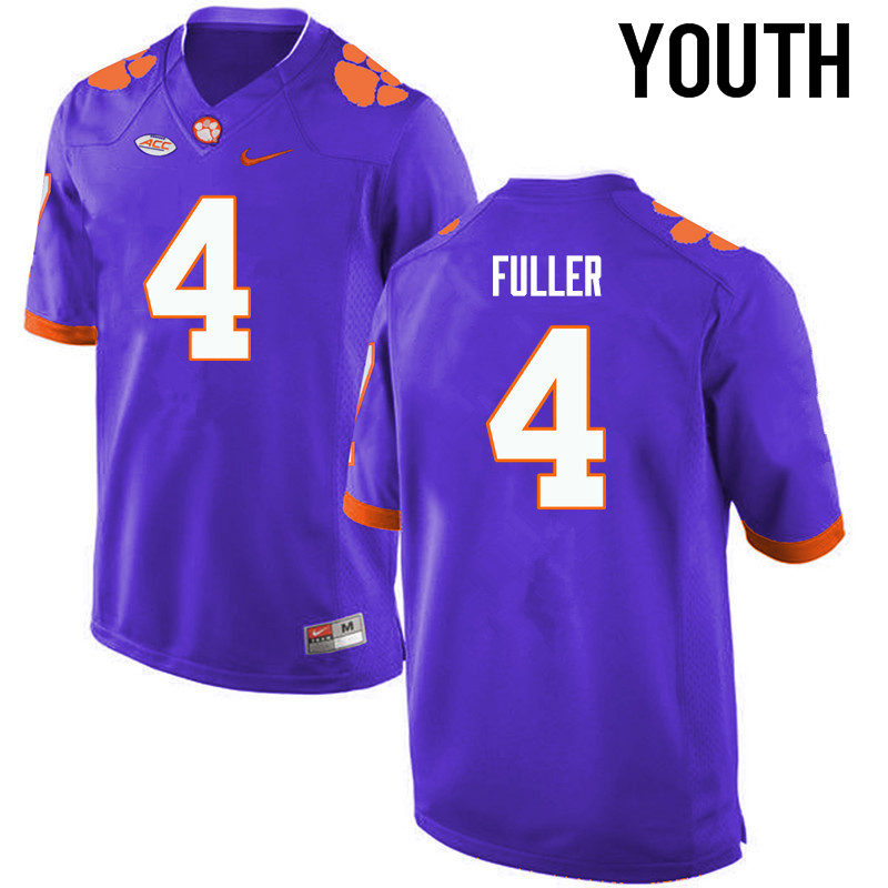 Youth Clemson Tigers #4 Steve Fuller College Football Jerseys-Purple - Click Image to Close